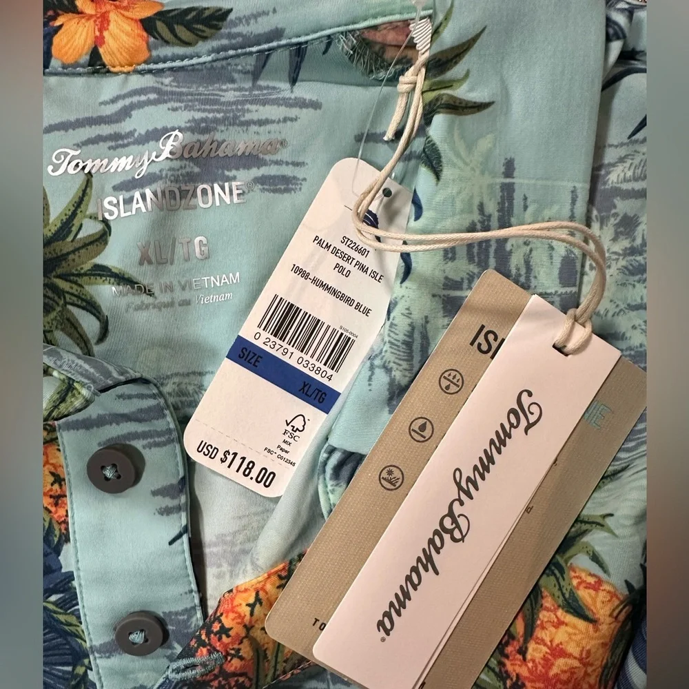 NWT Tommy Bahama IslandZone Palm Desert Pina Isle Short Sleeve Polo Shirt - Picture 8 of 10